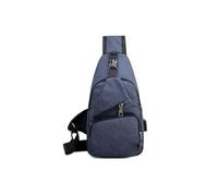 JINGYAN Sacs bandoulière homme Mens Shoulder Bag Messenger Bag Nylon Chest Bag USB Charging Mens Anti-theft Canvas Leisure Short-distance Small Luggage Bag(Blue)
