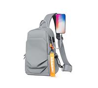 JINGYAN Sacs bandoulière homme Multifunction Crossbody Bag for Men Anti-theft Shoulder Messenger Bags Male Waterproof Short Trip Chest Bag Male Bag(Grijs)