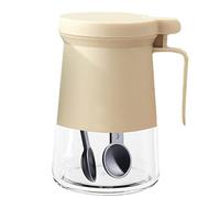 JINGYAN Shakers à épices Seasoning Containers with Spoon Clear Seasoning Box with Cover and Spoon Kitchen Spice Pot Salt Pepper Sugar Storage Container(White)