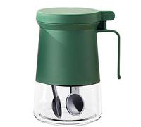 JINGYAN Shakers à épices Seasoning Containers with Spoon Clear Seasoning Box with Cover and Spoon Kitchen Spice Pot Salt Pepper Sugar Storage Container(Light Green)