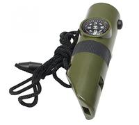 JINGYAN Sifflets 7 in 1 Outdoor SOS Survival Whistle with Compass Thermometer LED Magnifier Tools