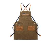 JINGYAN Tabliers Canvas kitchen Aprons For Woman Men Chef Work Apron For Grill Restaurant Bar Shop Cafes Beauty Nails Studios Uniform(Green)