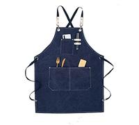 JINGYAN Tabliers Ladies Canvas Kitchen Aprons Men Cooks Job Barbecue Restaurant Bar Shop Cafe Beauty Nail Studio Uniform Tea(Blue)