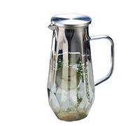 JINGYAN Théières Ensemble de théière en verre à texture diamant, couleur ambre, cruche d'eau chaude et froide, cafetière, Carafe eau pour la maison, résistante chaleur(Tea Pot B)