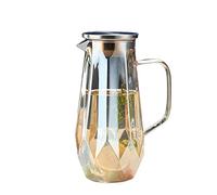 JINGYAN Théières Ensemble de théière en verre à texture diamant, couleur ambre, cruche d'eau chaude et froide, cafetière, Carafe eau pour la maison, résistante chaleur(Tea Pot A)