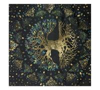 Jingyash Nappe de Tarot Divinatoire, Tissu A-utel Tarot Carrée, Motif Arbre de Vie, Tapis Carte Oracle, Nappe Spirituelle Tapisserie pour Décoration Murale Maison Chambre, Accessoires Sorcellerie