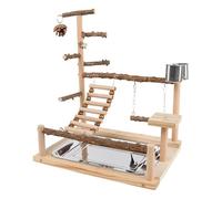Jingyash Parakeet Playground - Gym en Bois - Échelle Perroquet avec Une Coupe et Un Plateau en Acier Inoxydable - pour Calopsittes, Conures et Inséparables Grimper et Ronger