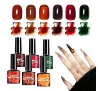 Jingyash Vernis Gel Automne | 6 Couleurs Ambre Caramel Encre | avec Brosse Résine Thème Hiver Vernis à Ongles pour Femmes - Pour Femmes, Hommes, Dames, Mères, Spectacles, Événements Formels,