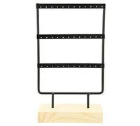 Jingyi Porte-Bijoux, 36 Trous en métal Bijoux Stockage Rack présentoir Boucles d'oreilles Collier Organisateur avec Base en Bois(Noir)