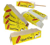 JINGYOU 50 Unités Boîte à hot dog, Barquette Alimentaire, Boite Traiteur, Barquette Alimentaire jetable, Boîte alimentaire en carton blanc pour Frites, Snacks, Currywurst, Salade