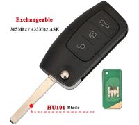 Jingyuqin 315/433mhz 4d63 4d60 Clé À Distance De Voiture Pour Ford Fusion Focus Mondeo Fiesta Galaxy Hu101 Fo21 Lames Clés Rabattables De Véhicule - Type With 4d63-Hu101 Key #B