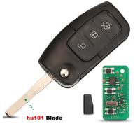 Jingyuqin Voiture Télécommande Porte-Clés Ask 433mhz Pour Ford Fiesta Focus 2 Ecosport Kuga Escape C Max Ka Fob Hu101/Fo21 3 Boutons - Type 4d60 Chip-Hu101 Blade #B
