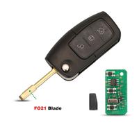 Jingyuqin Voiture Télécommande Porte-Clés Ask 433mhz Pour Ford Fiesta Focus 2 Ecosport Kuga Escape C Max Ka Fob Hu101/Fo21 3 Boutons - Type 4d63-80bit Chip-F021 Blade #B