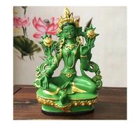 JINGZEYU 1 Statue De Bouddha Tara Verte De 13,5 Cm, Sculpture Peinte en Résine, Décoration De Temple Bouddhiste Tibétain/Maison/Bureau