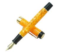 Jinhao 100 Stylo plume en résine de marbre orange centenaire Pointe iridium Bent Fude Bordure dorée Stylo d'écriture de bureau