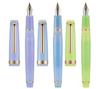 Jinhao 82 Lot de 3 stylos-plume en acrylique transparent Violet/bleu/vert Pointe extra fine Bordure dorée avec convertisseur
