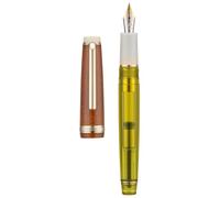 Jinhao 82 Stylo-plume à pointe courbée avec bordure dorée, jaune transparent mélangé marron avec convertisseur