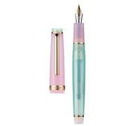 Jinhao 82 Stylo-plume à pointe fine à bordure dorée, corps transparent rose et bleu lac avec convertisseur