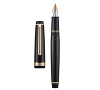Jinhao 82 Stylo plume à pointe fine, noir avec bordure dorée en acrylique lisse