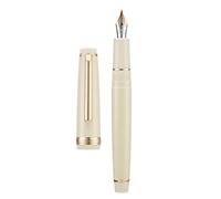 Jinhao 82 Stylo-plume à pointe moyenne, blanc avec bordure dorée en acrylique lisse
