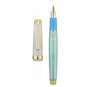 Jinhao 82 Stylo-plume, bordure dorée, pointe moyenne, bleu lac mélangé blanc, stylo de bureau avec convertisseur