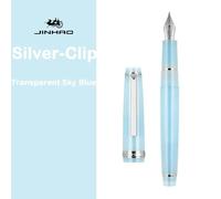 Jinhao 82-Stylo Plume Extra Fin 0.38/0.5/0.7mm,Avec Pince Argentée,De Luxe,Élégant,Écriture,Fournitures Scolaires Et De Bureau,Papeterie - Type S-Clear Sky Blue-Ef