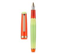 Jinhao 82 Stylo Plume Pointe Fine Bordure Dorée Corps Transparent Rouge et Vert Avec Convertisseur