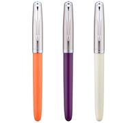 Jinhao 86 Lot de 3 stylos plume à pointe extra fine avec convertisseur d'encre rechargeable Orange Violet Résine blanche