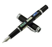 Jinhao 8802 Stylo Plume avec Convertisseur de Recharge d'Encre et Pochette Stylo Coquille de Perle Brillante de la Mer Profonde Écriture Exécutive Signature Stylos de Calligraphie Ensemble pour Cartouche Universelle