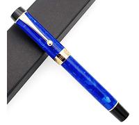 Jinhao Century Tofu 100 Stylo plume en résine plaqué or 18 carats Bleu Pointe moyenne