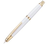 Jinhao Série 10 Stylo plume à presser perle blanche rétractable pointe fine avec convertisseur d'encre et boîte à stylo en métal (version clip doré)