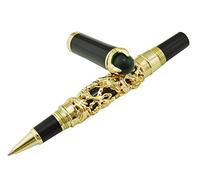 Jinhao - Stylo à bille doré - Dynastie Ming chinoise - Style empereur Dragon Play Pearl - Stylo à bille de poche en jade verte - Stylos de signature lisse et de calligraphie