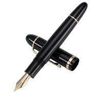 Jinhao X159 Stylo Plume Fine Plume, Noir avec Clip Doré Acrylique Grande Taille Stylo d'écriture
