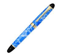 Jinhao X450 Stylo-plume en marbre bleu, plume moyenne, bordure dorée, 16 styles