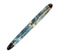 Jinhao X450 Stylo-plume en marbre bleu, plume moyenne, bordure dorée, 16 styles