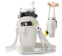 JINHCHIF Sac de transport pour gobelet Stanley de 124/887,4 ml avec poche pour téléphone, porte-bouteille d'eau avec 2 sangles réglables et housse de paille, porte-gobelet en néoprène pour accessoires