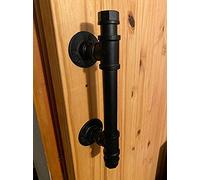 jinhong 1 poignée de porte de grange noire, poignée et poignées de porte extérieure rustique, boutons de porte intérieure en tuyau industriel, poignée de porte coulissante avant en fer, poignée de
