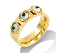 JINHUI Bagues en forme de cœur avec breloques pour femme, bague d'amitié en acier inoxydable plaqué or 18 carats, bague d'amitié en forme de cœur, bague de Fatma mauvais œil, cadeau délicat pour une