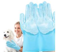 JINHUIYUAN Gants de toilettage pour animaux de compagnie - Gants de lavage en silicone résistant à la chaleur avec poils haute densité, design à cinq doigts pour un bain doux pour chien et chat,