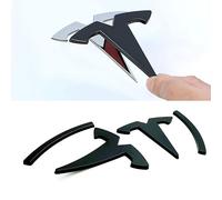 jinhuo Kit de Cache-Emblèmes pour Tesla Model 3 2023-2025 - Set de 3 Pièces (Calandre Avant, Coffre Arrière, Volant) - Revêtement Fibre de Carbone 3D - Montage Facile sans Outils,3-Black