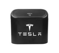 jinhuo Poubelle Voiture Résistante avec Couvercle pour Tesla Model Y 2020-2025, Seau de Rangement Auto Portable, Mini, Étanche, Incluant des Sacs Poubelle, Noir