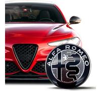 jinhuo Set d'Emblèmes Métalliques pour Alfa Romeo Giulia Stelvio 2017-2025 Tonale 2022-2025 - Volant Lettres Adhésives Porte-clés Quadrifoglio Styles Multiples,Front+Rear-B