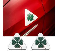 jinhuo Set d'Emblèmes Métalliques pour Alfa Romeo Giulia Stelvio 2017-2025 Tonale 2022-2025 - Volant Lettres Adhésives Porte-clés Quadrifoglio Styles Multiples,Quadrifoglio-B (Carbon Fiber)