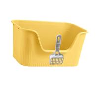 Jinhxofs Bac à Litière pour Chat Plateau Hygiène Animaux Panier PP Grande Capacité Parois surélevées Ventilation Optimale Conçu pour Chats Lapins Intérieur Mai, Jaune