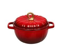 Jinhxofs Cocotte Induction Cocotte En Forme Multifonction Marmite En Fonte Poignée Centrale pr Ragoû, Rouge