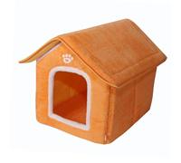 Jinhxofs Maison pour Chat, Panier pour Chien, Couchage d'hiver, Auto-Chauffant, Abri Amovible pour Animaux de Compagnie, Nid pour Chat, Chien, Poméranien, Jaune L