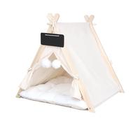 Jinhxofs Tipi pour Animaux, Nid d'hiver, Semi-fermé, Lavable, Tapis de Repos, Niche Portable pour Chien, Tente pour Chat, Lit avec Coussin pour Intérieur E, Beige