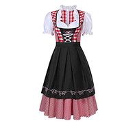 Jinitaimei Femme Robe Traditionelle de Bavière Allemande Costume Bavarois pour Oktoberfest Fete D'Octobre Carnaval Set Dirndl Costume Allemand Festival Vêtements Halloween Party Déguisement Tenue