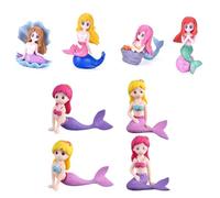 JINJUMEI 8 Pièces Mini Figurines de Sirène, Sirène Décoration de Gâteau Figurines Sirène Miniature pour Océan Thème Parti Décoration Set