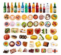 JINJUMEI 80 Pièces Jouets de Miniatures Alimentaires Boissons, Mini Nourriture Miniature Accessoires de Cuisine, Accessoires pour Décorer Les Tables Dinette pour Maison de Poupee Miniverse